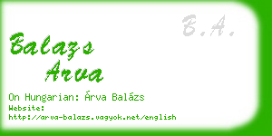 balazs arva business card