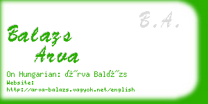 balazs arva business card